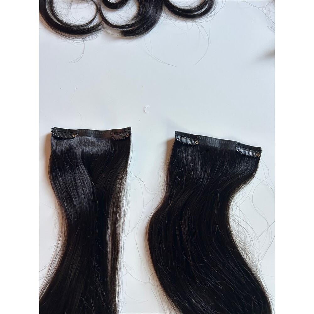 Luxy Seamless Clip In Hair Extensions 16” Inch 140g 1B Off Black Remy Human Hair - Picture 11 of 16